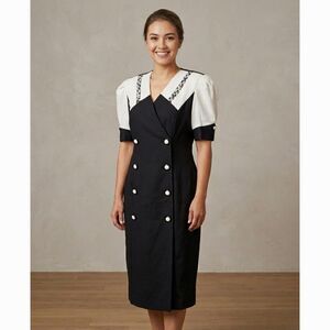 VTG 90s’ Danny & Nicole New York Military Style Sheath Midi Dress Size 12